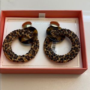INK LINEN leopard print rattan earrings